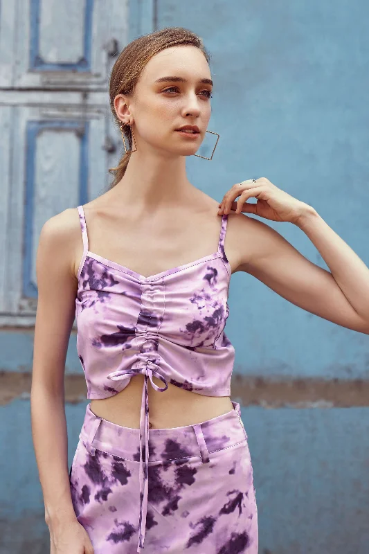 Super Savings Tie & Dye Ruched Camisole Crop Top