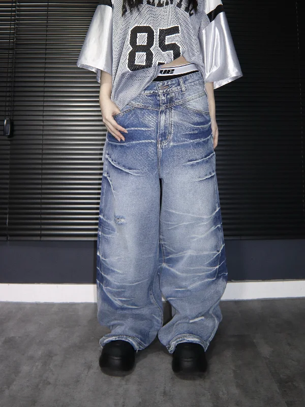 Weekend Savings Fiesta [unisex] 閃電洗水闊腳牛仔褲