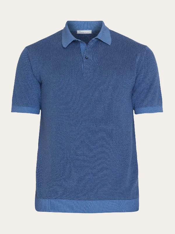 Weekend Savings Galore Regular two toned knitted short sleeved polo - GOTS/Vegan - Moonlight Blue Weekend Savings Galore Regular two toned knitted short sleeved polo - GOTS/Vegan - Moonlight Blue
