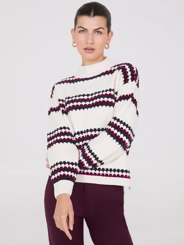 Weekend Extravaganza: Shop Now Striped Chenille Mock Neck Sweater