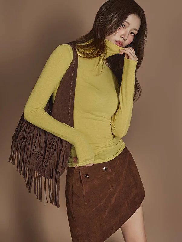 Deal Alert E3588 Slim Turtleneck Top