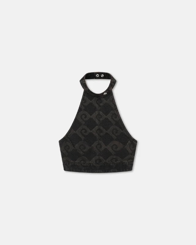 Best Deals Arina - Denim Top - Diamond Check/Black