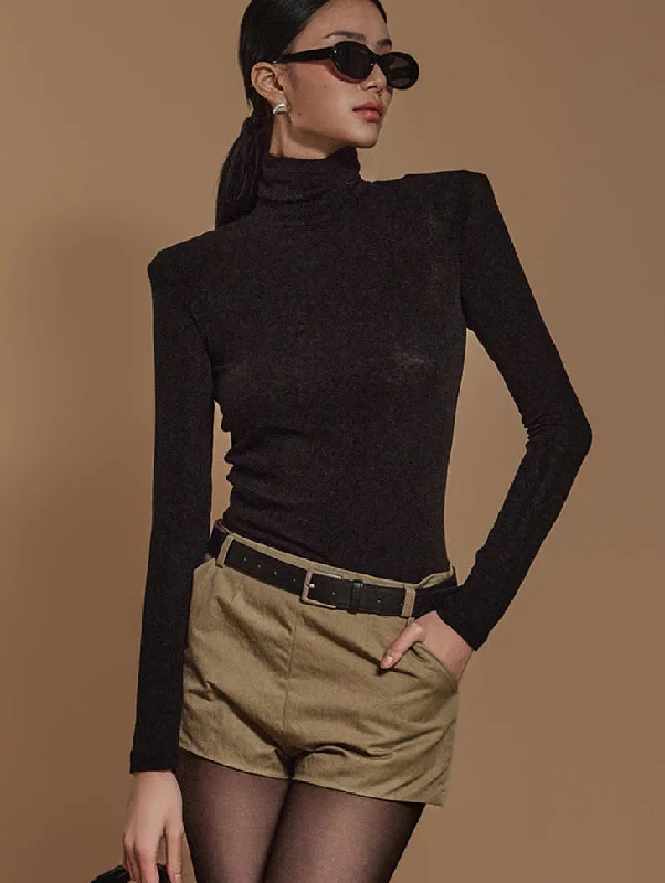 Hurry In E2817 Roll Neck Padded Top