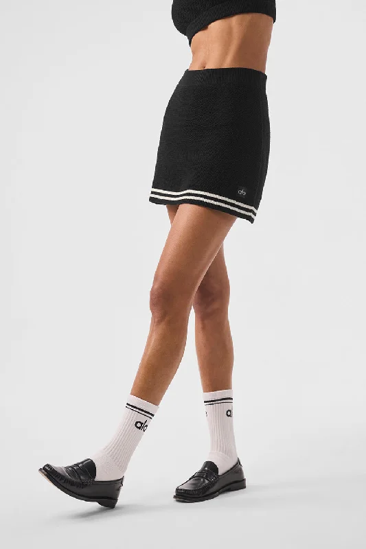 Customer Appreciation Sale Tennis Club Sweater Knit Skirt - Black/Ivory