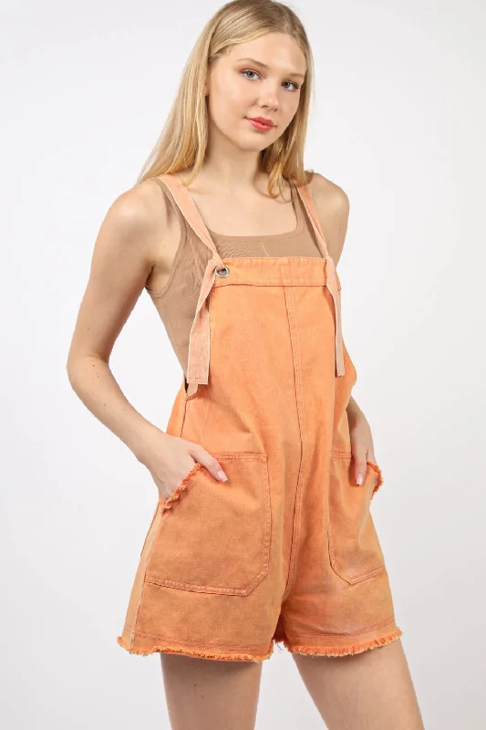 Unwind with Weekend Discounts VERY J Washed Frayed Hem Denim Overall