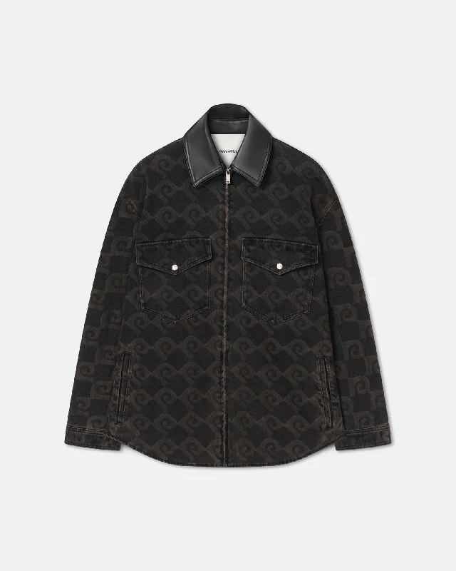 Savings Galore Adane - Printed Denim Jacket - Diamond Check/Black