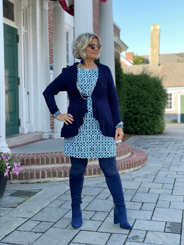 Super Sale CAROLINE NAVY RUFFLE SWEATER