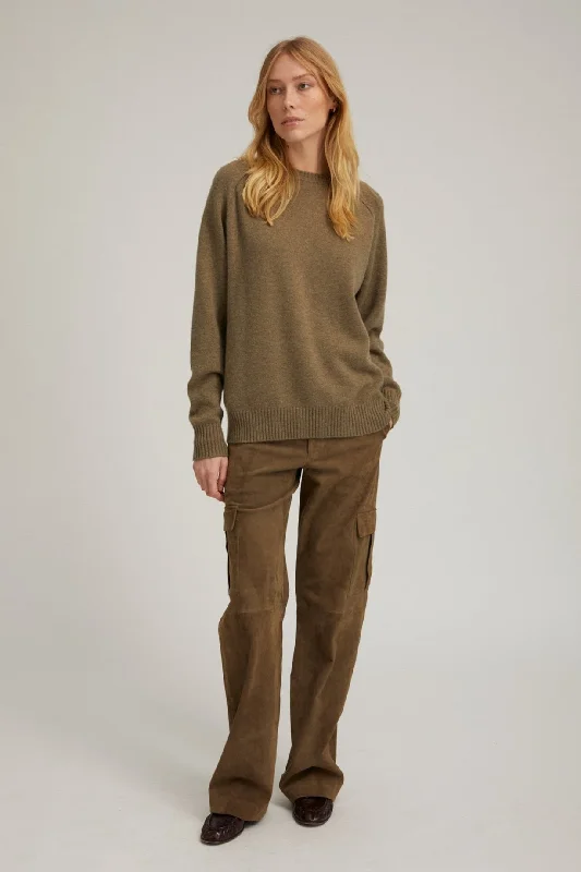Weekend Flash Sale Olive Suede Cargo Trousers