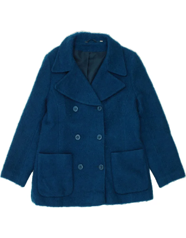 Weekend Specials to Delight VINTAGE Womens Double Breasted Coat UK 14 Large Blue