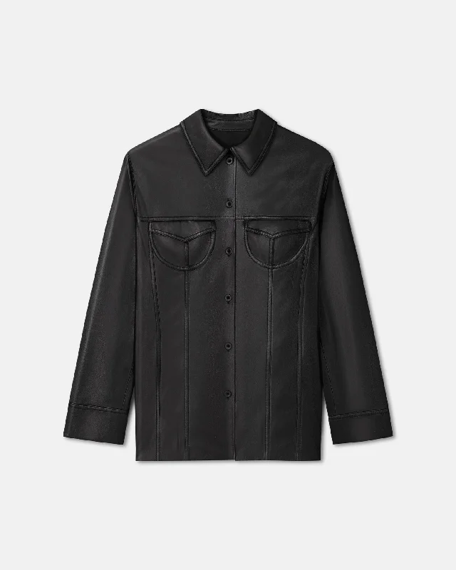 Weekend Discounts to Delight Karline - Okobor™ Alt-Leather Shirt - Black