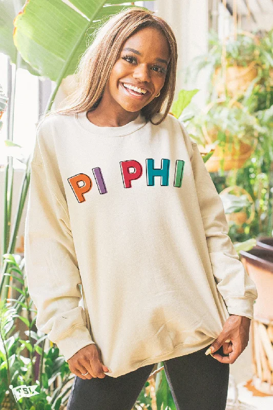 Special Offer Pi Beta Phi Stencil Crewneck