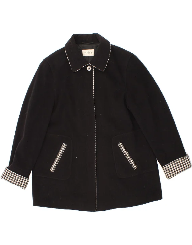 Limited Availability EASTEX Womens Oversized Overcoat UK 14 Medium Black Wool
