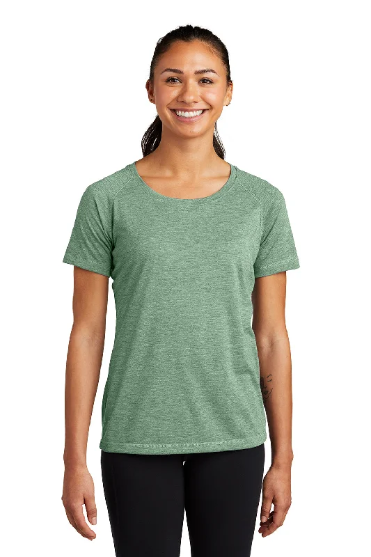 Year-End Clearance Sport-Tek Womens Moisture Wicking Short Sleeve Scoop Neck T-Shirt - Heather Forest Green
