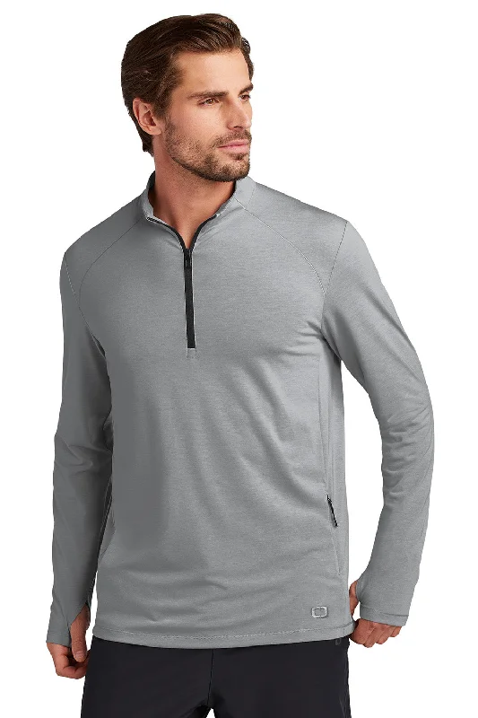 Ogio Mens Motion Moisture Wicking 1/4 Zip Sweatshirt w/ Pocket - Greystone - New