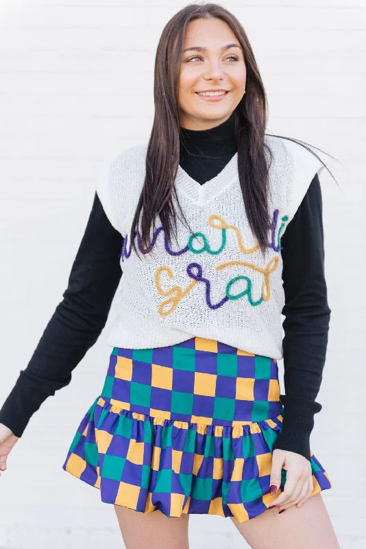 Super Sale Ivory Mardi Gras Knit Vest