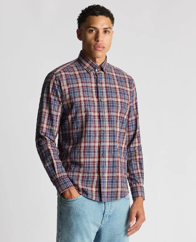 Tapered Fit Checked Cotton Shirt