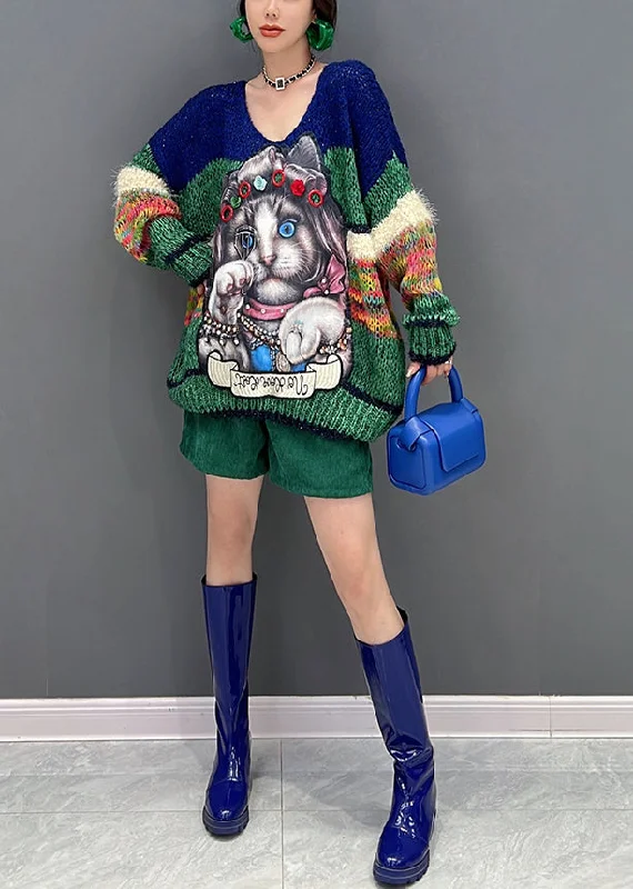 Sale Event Fashion O-Neck Animal Print Thick Knit Sweaters Fall