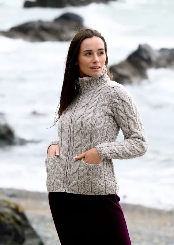 Big Discounts Aran Full Zip Cardigan | Oatmeal