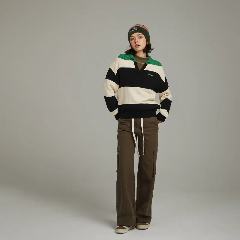 Unbeatable Prices Open Collar Color Scheme Knit Sweater