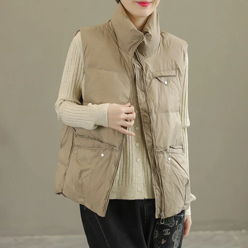Deal Alert Women Autumn Winter Pockets Duck Down Vest