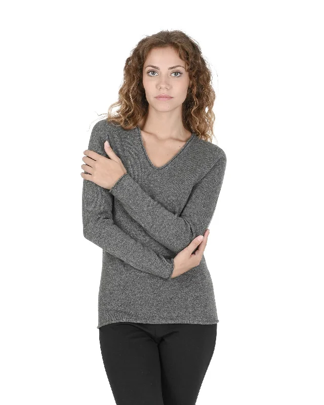Members Only Crown of Edinburgh Cashmere Women's Cashmere V-Neck Sweater for Women in Grey - 46 EU Members Only Crown of Edinburgh Cashmere Women's Cashmere V-Neck Sweater for Women in Grey - 46 EU