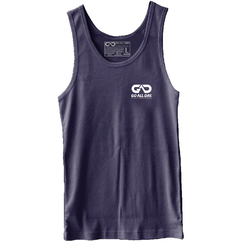 Now or Never GO ALL DAY® Unisex Tank (Navy) Small Logo