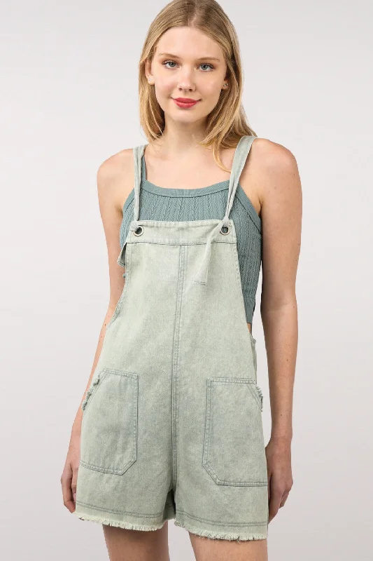 Weekend Deals You Can't Resist VERY J Washed Frayed Hem Denim Overall