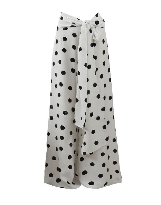 Weekend Wonders Await! Tie Waist Polka Dot Palazzo Pant