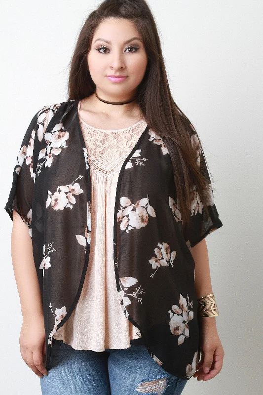 Great Bargain Floral Print Chiffon Kimono