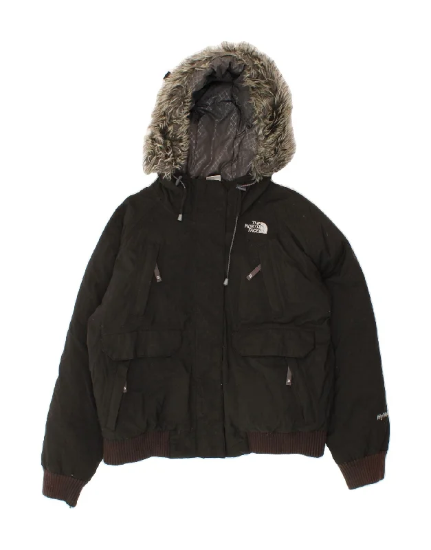 Special Price THE NORTH FACE Womens Hooded Padded Jacket UK 16 Large Black Nylon