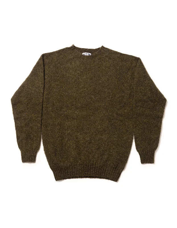 SHAGGY DOG SWEATER DARK OLIVE - TRIM FIT