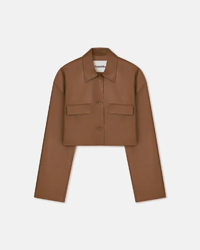 Best Choice Holleen - Cropped Okobor™Alt-Leather Shirt - Tobacco