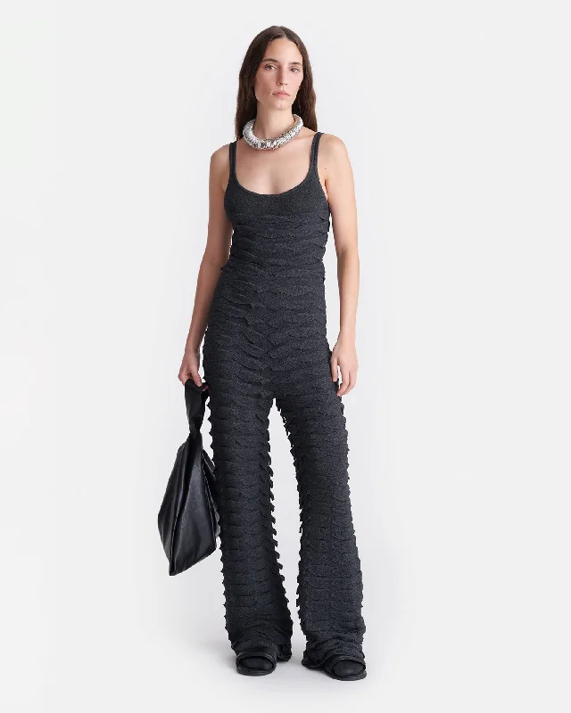 Online Only Polina - Textured Mouline Bodysuit - Grey Mouline