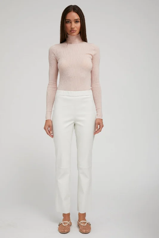 Last Chance White Leather Sophia Pull On