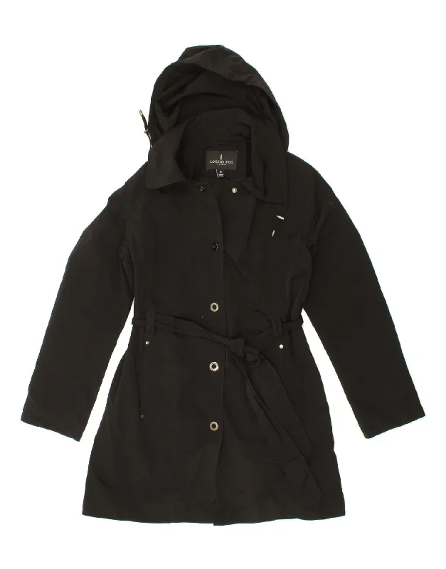 Extra Discounts LONDON FOG Womens Hooded Overcoat UK 14 Medium Black