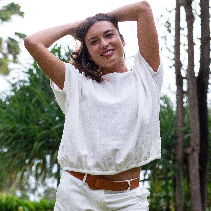 Year-End Clearance BOX SS TOP - Cotton Double Gauze | Off White