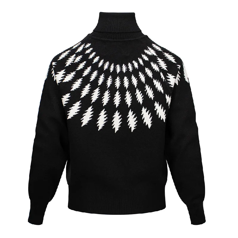 Deal of the Day Grateful Dead | Women's Turtleneck Sweater | Spiral Bolt In Black And White