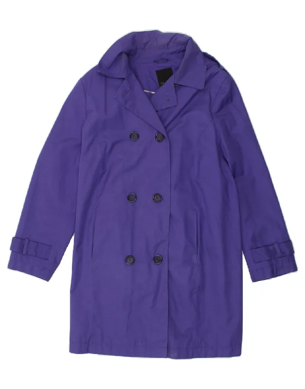 Weekend Deal DEBENHAMS Womens Double Breasted Coat UK 20 2XL  Blue Cotton