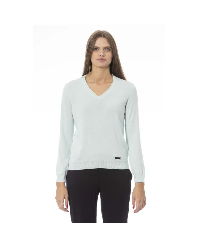 Discount Mania Baldinini Trend Women's Light Blue Polyamide Sweater - L