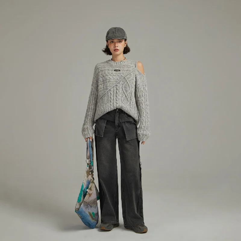 Deal Explosion One Shoulder Twist Knit Sweater