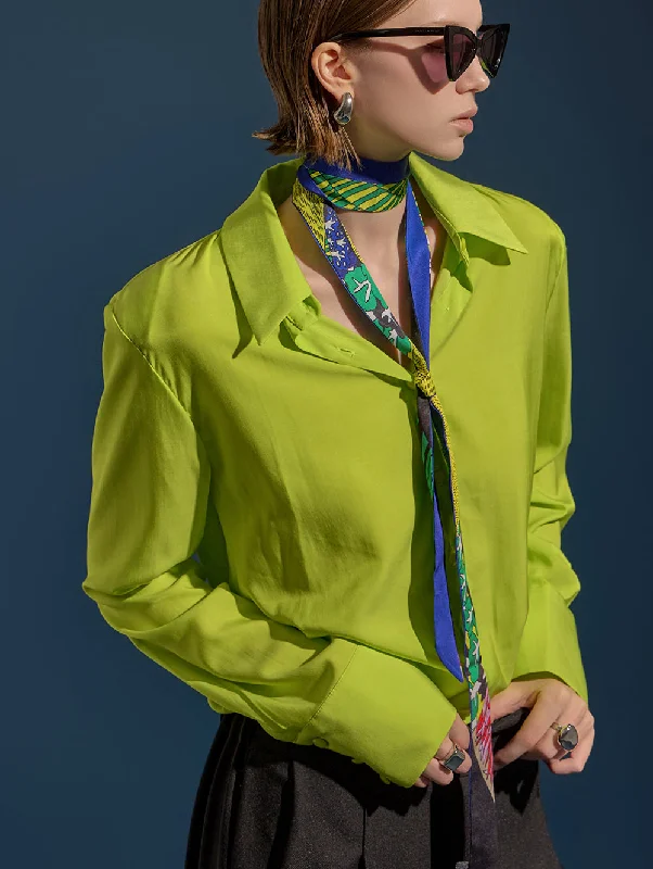 Deal of the Day B2770 Shining Collar Shoulder Pad Blouse