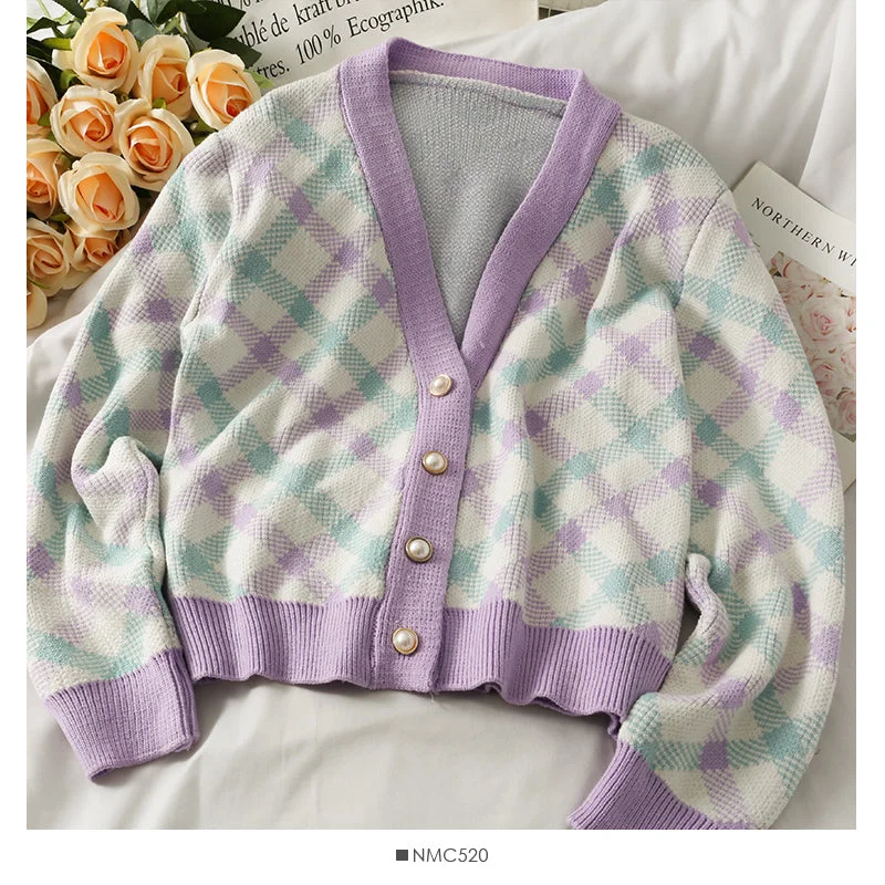Extra Savings Korean loose and thin pearl single breasted cardigan knit  1809