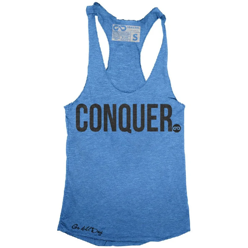 Online Deal "CONQUER" Signature Series Racerback Tank (Blue)