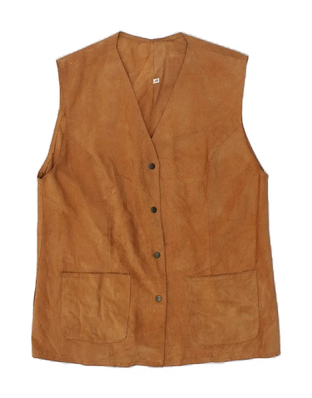 Take Advantage VINTAGE Womens Suede Gilet UK 10 Small Brown