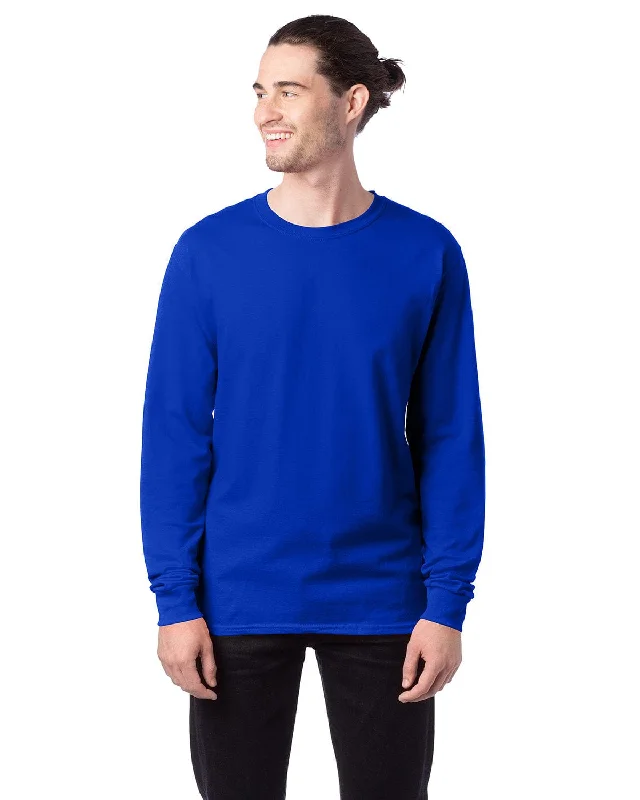 Hanes ComfortSoft Cotton Long Sleeve T-Shirt | Athletic Royal