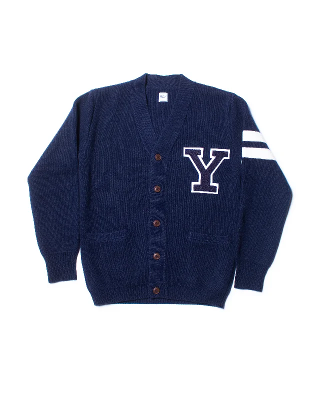 YALE WOOL VARSITY CARDIGAN - DARK NAVY