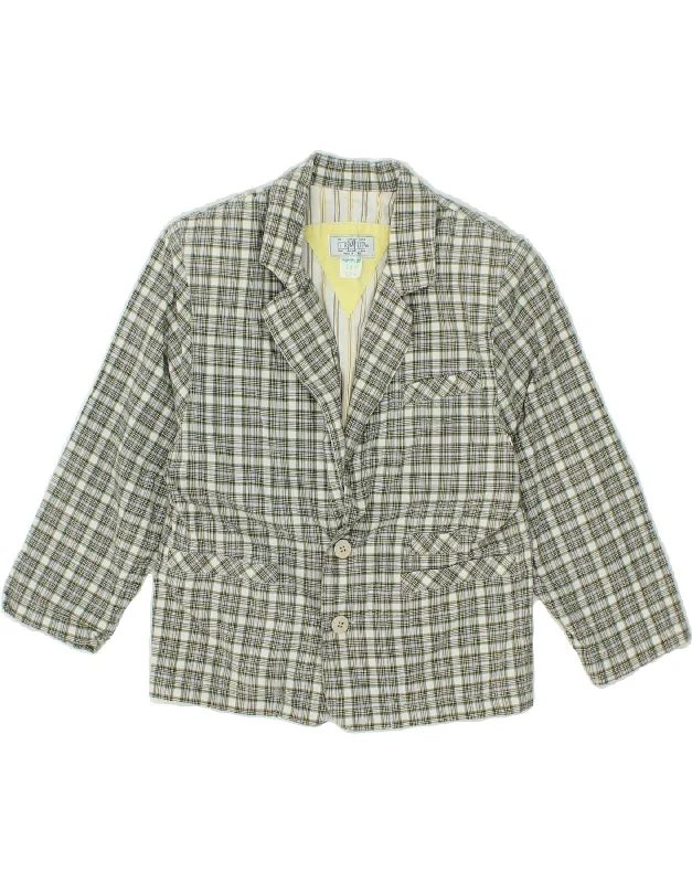 Weekend Steals Await VINTAGE Womens Crop 2 Button Blazer Jacket UK 8 Small Green Check Cotton