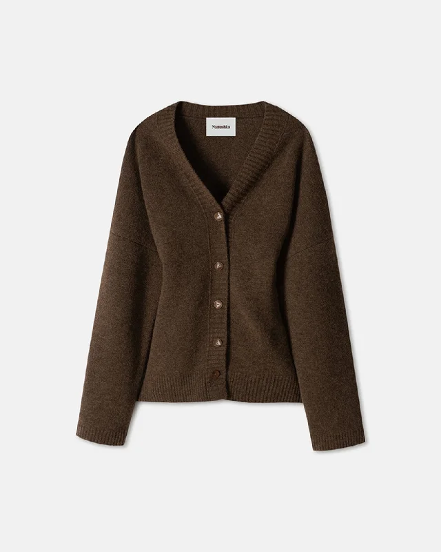 Can't Resist Fara - Fluffy Knit Cardigan - Brown