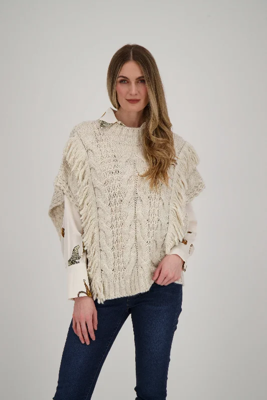 Extra Savings Fringe Sweater Poncho/Vest