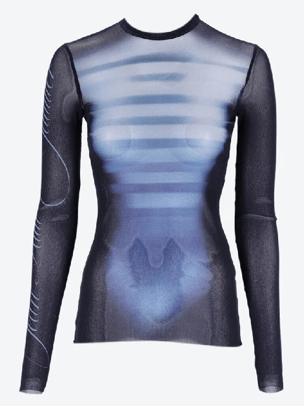 Deal Mania Le male printed mesh crew neck top